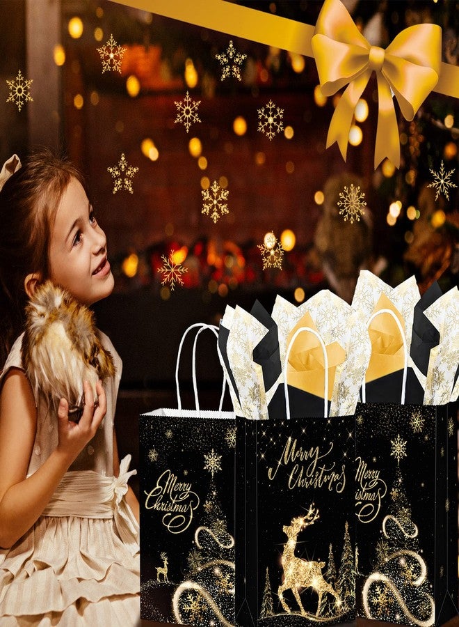 Funrous مجموعة هدايا عيد الميلاد من Funrous، 16 قطعة، باللونين الذهبي والأسود، مع ورق مناديل، مثالية لهدايا عيد الميلاد، وعيد الشكر، والحلويات، والبسكويت، ولوازم الحفلات. - Image 5